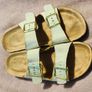 White and cream leather sandals with gold buckles size 40 Image 4