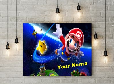 Personalised Super Mario Wall 3mm foamex board printed picture with your Name on it Super Mario wall board for kids room wall decor wall art picture