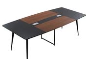 Conference Table, 2400 mm Boat Shaped Office Meeting Table for 10 Person, Modern Large Boat Meeting Desk with Metal Legs
