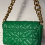 Zara Green Quilted Shoulder Bag with Gold Large Chain Image 3