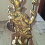 Large Vintage Toy Large Viking Warrior Statue, with a Horned Helmet, a round Shield, and a Spear Image 4