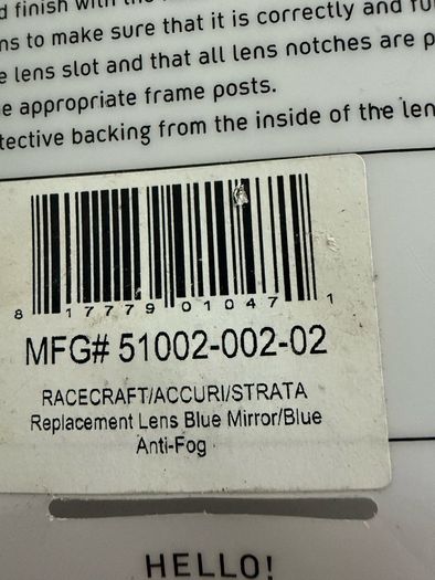 100% goggles lens