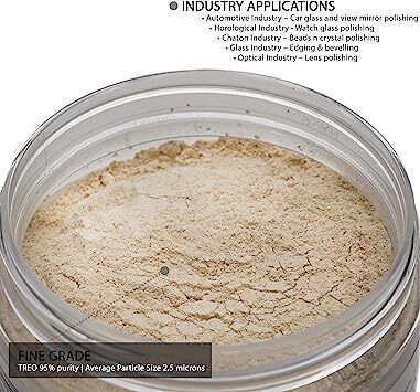 Glass Polish 90001 Cerium Oxide Fine Grade Glass Polishing Powder - TREO 95% - 2.5 microns - 50 Grams - White