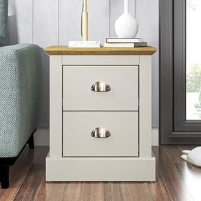 2 Drawer Bedside - Small Side Table, End Table with Storage for Bedroom - Chest of Drawers for Clothes - Organizers and Storage Cabinet for Hallway, Entryway, Living Room - Light Grey