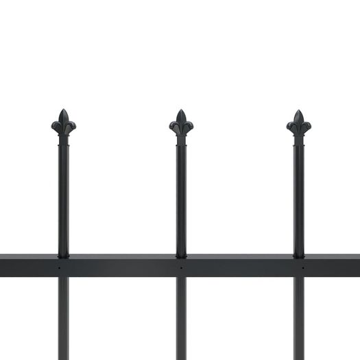 Garden Fence with Spear Top Steel 3.4x0.6 m Black