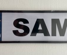 Mini personalised number plates - 'Sam' Bedroom door name sign