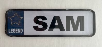 Mini personalised number plates - 'Sam' Bedroom door name sign