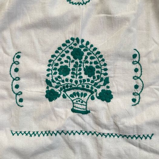 Mexican floral green embroidered blouse