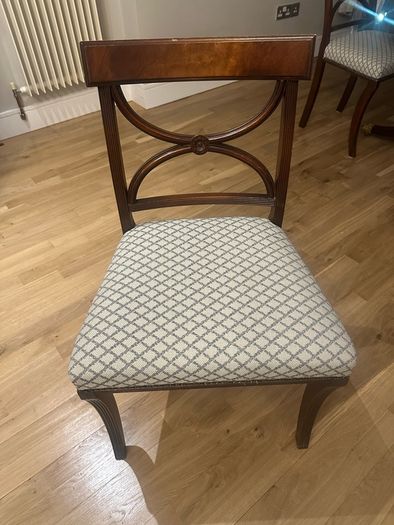 Extendable mahogany dining table and 8 Reprodux chairs