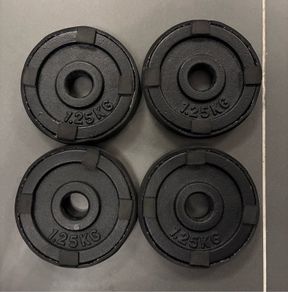 Set of 4 Cast Iron Weight Plates 1.25kg (5kg Total) with Edge Protectors