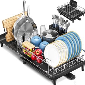 Brand New Urackify Dish Drainer, Expandable Dish Rack, Foldable Dish Drainer with Removable Cutlery