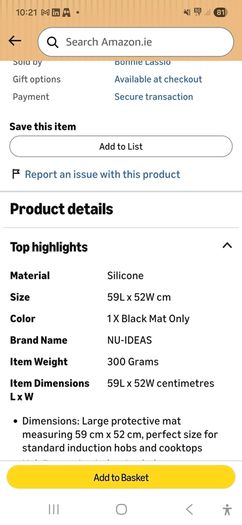 Induction Plate Protector 59cm x 52cm