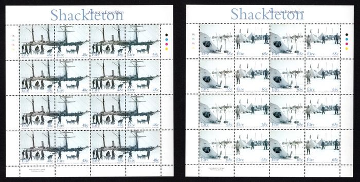 2004 Ireland Shackleton Antarctic Expedition Commemorative Stamps Sheetlet Plate 1B1B1B1B Mint Never Hinged (MNH)