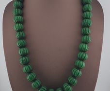 Antique African Green Melon Shape Big Beads Necklace Strand