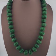 Antique African Green Melon Shape Big Beads Necklace Strand