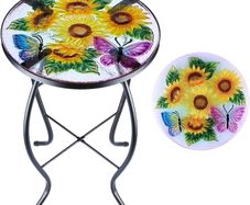 NEW SALE | Garden Table - Outdoor Garden Table, Patio Side Table, Round Garden Table, Small Coffee Table, Sunflower Garden Table, Plant Flower Stand