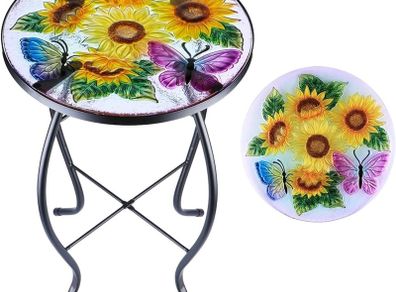 NEW SALE | Garden Table - Outdoor Garden Table, Patio Side Table, Round Garden Table, Small Coffee Table, Sunflower Garden Table, Plant Flower Stand