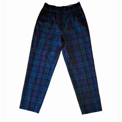 Vintage 1980s Wool Watch-Plaid Tailored Trousers