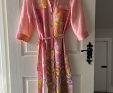 River Island Belted Satin Shirt Dress with jewel buttons - Size 12