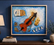 One of a Kind Mixed Media Violin Artwork