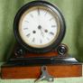 Beautiful 19thC French Japanned Wooden Drum Mantel Clock (c.1890) (works well) Image 2