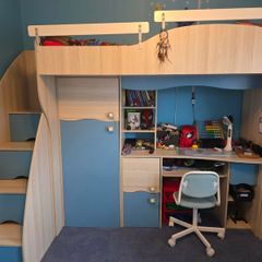 Bunk bed with desk and drawers