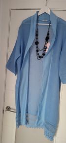 PURO LINO Made in Italy blue drape with lace trim - FreeSize (Fit 10-14UK)