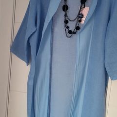 PURO LINO Made in Italy blue drape with lace trim - FreeSize (Fit 10-14UK)