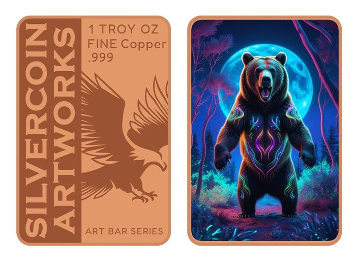 1 Troy Oz Copper Art Bar Fantasy Animals Series