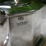Elkington and Co Genuine Art Deco Sterling Silver Condiment Set. Hallmarked Birmingham 1936. Fitted Cobalt Blue Glass Liners Image 9