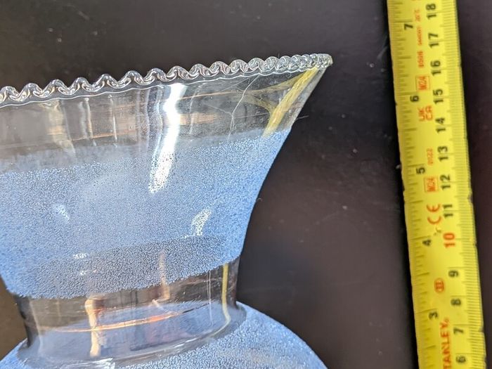 Bubble Glass Pedestal Vase Clear Seeded Scalloped Rim Vintage Style