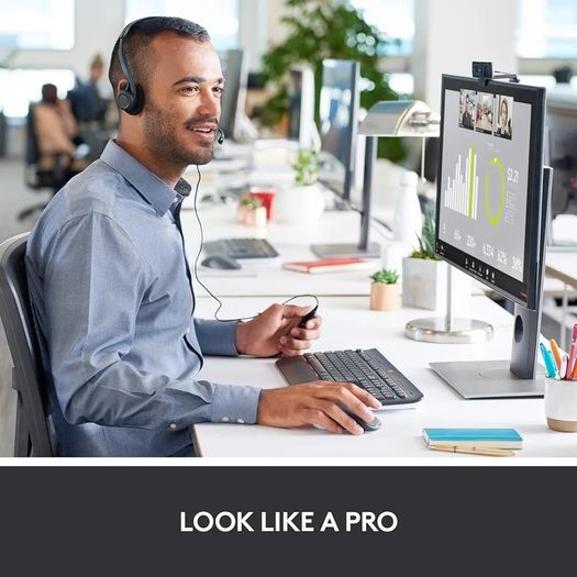 HD Pro Webcam, Full HD 1080p/30fps Video Calling, Clear Stereo Audio, HD Light Correction, Privacy Shutter, Streaming, Works With Skype,Zoom,FaceTime, PC/Mac/Laptop/Tablet/XBox - Black