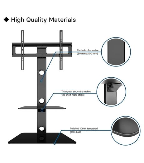 TV unit tempered glass (55x96x45 h/w/d) & swivel stand