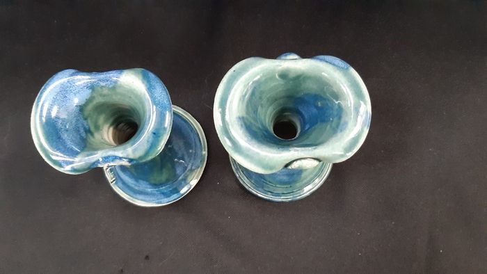 O Riain (John Ryan Cramics) handcrafted short candlesticks
