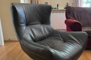 Mid Century Style Dark brown leather Swivel chair