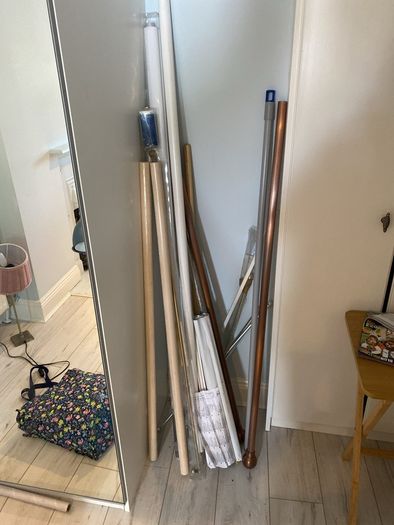 Selection of curtain poles and 2 x roller blinds