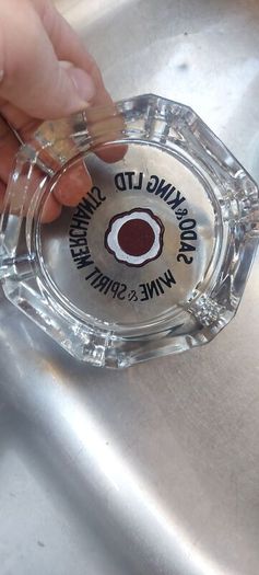 Vintage Ashtray SADO & KING ltd ,wine ,spirit merchant vintage glass Ashtray, good old condition, see pictures for condition, sold as seen,,collectors item, hard to come by,price includes post thank you