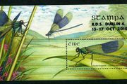 2010 Ireland Stampa Members Souvenir Dragonfly Commemorative Stamp Miniature Sheet Overprinted for Stampa Mint Never Hinged (MNH).