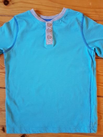 Age 5-6 Blue Button Neck Teeshirt