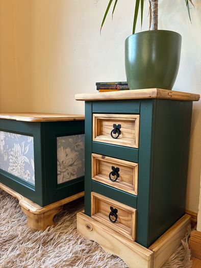 Handmade Upcycled Green Furniture Set