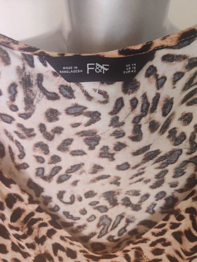 Brand new F&F V-neck leopard print viscose dress size UK14 EU42 Postage included