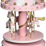 Brand New Music Box Wooden Carousel 4 Horse Mechanical Merry-Go-Round Wind-Up Image 3