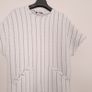 Zara Cream White Black Pinstripe Quilted Short Sleeve Shift Midi Dress Size S Image 7