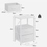 Bedside Table with Charging Station, Side Table with 2 USB Ports and Outlets, Nightstand with Cloth Drawer, Set of 2, End Table, White Image 8