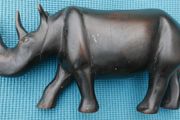 Vintage Hand Carved Wood Rhino 13" Sculpture Folk Art Figurine