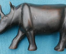 Vintage Hand Carved Wood Rhino 13" Sculpture Folk Art Figurine