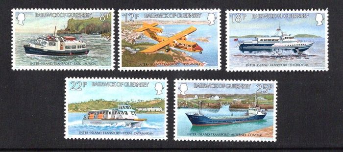 1981 Guernsey Inter-Island Transport Commemorative Stamps Mint Never Hinged (MNH)