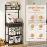 Coffee Bar Station, 6-Tier Coffee Stand with Storage and Drawers, Kitchen Corner Bakers Rack Microwave Stand with Metal Wire Panel & Hooks, Utility Storage Shelf for Small Spaces, Living Room Image 3
