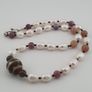 Himalayan Dzi Agate Pendant Necklace with Genuine Freshwater Pearls & Tourmaline Image 7