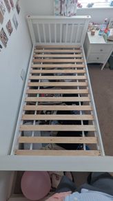 single bed wooden frame and slats